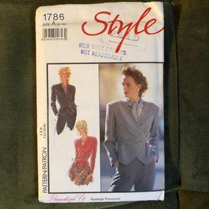 STYLE RETRO 1990 SEWING PATTERN #1786 WOMEN'S JACKETS  SIZE A 8-18 UNCUT